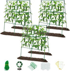 3 Packs Cucumber Trellis for Raised Bed, 50" x 33" A-Shape Garden Trellis for Climbing Plants, Outdoor Metal Arch Vegetable Plant Support for Tomato, Cucumber, Pea, Zucchini & Vine Plants