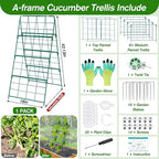 Cucumber Trellis for Raised Bed A Frame Metal Garden Trellis for Climbing Plants Outdoor, 42 x 16IN Foldable Coated Steel Cucumbers Trelli, Easy to Install Cucumber Trellis for Vegetable Fruit