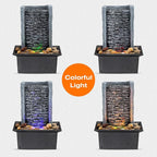 Tabletop Fountain Indoor Waterfall Rock Fountain LED-Lights Water Feature Waterfall for Modern Home and Office Indoor Decoration