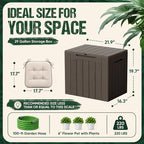 Devoko 29 Gallon Waterproof Outdoor Storage Box Resin Deck Box Lockable and UV Resistant for Patio Furniture, Garden Tools (Brown, 29 Gallon)
