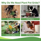 6 Pack Plant Pot Soil Cover Grids with 24 U-Shaped Nails, 11.8 Inch Cuttable Cat & Animal Digging Stopper, Indoor Outdoor Soil Protector for Potted Plants