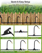 360° Adjustable Drip Irrigation System - 200FT Garden Watering System with 32 Nozzles, Garden Irrigation System, Greenhouse Accessories, Atomizing System for Yard, Lawn, Plants, 5/16 inch Hose