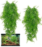 RAINFLOW 2PCS Reptile Plants for Terrarium - Fake Hanging Terrarium Plants, Artificial Boston Fern for Bearded Dragon Snake Geckos Hermit Crab Lizard Chameleon Turtle Reptile Decor(L31.5)