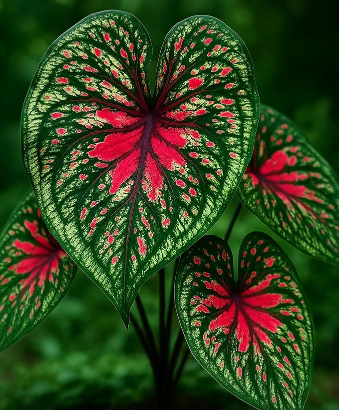 Spicy Lizard Caladium Bulbs for Planting - Great Indoor Plants (20 Bulbs)