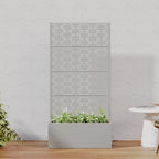 Casaphoria Metal Raised Garden Bed with Trellis, 59"x30"x12" Planter Box for Climbing Plants, Vegetables & Vines, Features Drainage Holes and Privacy Screen, Grey-Brick