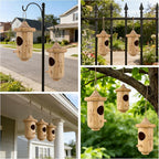 Hummingbird House for Outside Hanging, Small Wooden Hummingbird Gifts Nest 3 Pack with Hemp Ropes, Gardening Gifts Humming Bird Houses Home Decoration