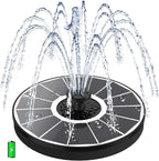 Yzert Solar Fountain with 2000 mAh Battery Backup Works in Cloudy, Glass Solar Powered Bird Bath Fountains with 7 Nozzles, 3.5 W Solar Fountain Pump for Birdbath,Garden, Outdoor, Pond