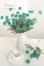 Floroom 5pcs Teal Green Faux Silk Mums Artificial Flowers, Bulk Fake Small Mini Chrysanthemums with Stems for DIY Wedding Centerpieces Floral Arrangements Vase Fillers Home Decorations
