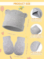 Geyoga 12 Pieces Newborn Hat Mittens Gloves Set Baby Boys Girls Cotton Baby Beanie for 0-12 Months