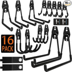 KOFANI Steel Garage Storage Hooks - 16 Pack Anti-Slip Coating, Heavy Duty Wall Mount Hooks for Hanging Bike, Ladder, Garden Tools