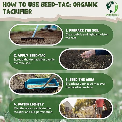 Earthwise Seed-Tac Premium Organic Tackifier – Erosion Control, Plant-Based Binder, Soil Restoration, Non-Toxic, Pet Safe – Covers Up to 5,000 sq ft, 10 lb