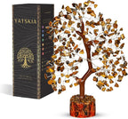 YATSKIA Tiger Eye Crystal Tree of Life, Healing Crystals Decor, Meditation Decor, Chakra Gifts, Crystal Gifts for Women