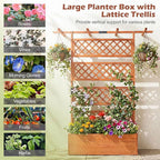 Giantex Raised Garden Bed with Trellis, 72'' Wooden Planter Box Outdoor w/Privacy Screen Roof, Large Vertical Garden Planter w/Drainage Holes for Climbing Plants, Patio Balcony Backyard