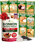 HOME GROWN 8 Onion Seeds for Planting 1,600 Heirloom Vegetable Seeds Grow Sweet, Yellow, Red, Spanish, Green & Vidalia Onions in Outdoor or Indoor Home Garden