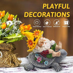 Garden Gnomes Outdoor Decor: Funny Sunflower Gnome Sitting on Turtle with Solar Lights Outside Decoration for Lawn Yard Patio Garden Gifts for Women