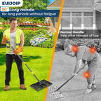 80" Heavy Duty Lawn Leveling Rake - 17x10in Stainless Steel Grading Tool with Ergonomic Adjustable Handle | Professional Grass Soil Leveler for Golf Courses, Backyards & Sports Fields
