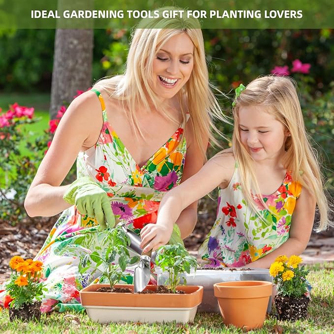 Gardening Tools 11 Pack Heavy Duty for Women with Gardening Knee Pads and Repotting Mat, Gardening Hand Tools with Floral Tote Bag, Durable Garden Supplies Kit, Ideal Gifts for Men Gardeners