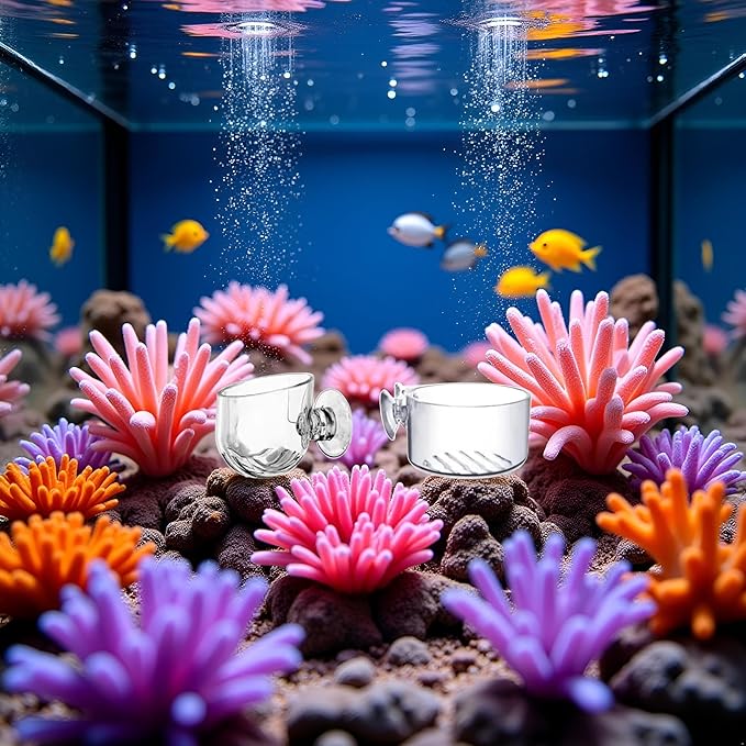 2 Pcs Aquarium Plant Pot, Glass Fish Tank Holder, Aquarium Decoration Plants Cup with Suction Cups for Tank Ornament Aquarium Décor Plastic Plants Fish and Aquatic Pets