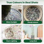 T4U Crystal Chips Stone Crushed Quartz Glass 2LB - Fluorite Tumbled Gravel Small Decorative Pebbles Bulk, Mini Polished Rocks Pieces for Crafts, Vases Filler, Succulent Plants, Aquarium Gravel Rocks