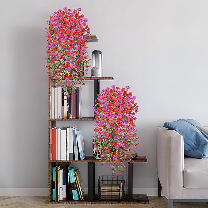 Fake Artificial Hanging Flowers for Outdoors Decoration, 2 PCS Faux UV Resistant Artificial Outdoor Flowers, Fake Plants Look Real Daisy No Fade Spring Decor for Porch Home Patio Balcony and Yard