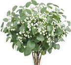 Beferr 5pcs Eucalyptus Stems & 6pcs Babys Breath Artificial Flowers Faux Greenery Bouquets for Wedding Table Centerpiece Home Decor