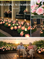 GIGALUMI Solar Lights Outdoor for Garden Decor, 3 Pack Solar Flower Lights Waterproof, 2 Lighting Modes 9 Roses for Pathway,Yard, Patio Decoration, Gardening Gifts for Women (Pink)