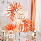 50PCS Light Orange Pampas Grass Decor, 17" Fluffy Small Pampas Grass for Vase Filler, Home Wedding Wall Table Party Decoration