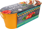BUZZY Taco Night Grow Kit, Tomato and Cilantro Indoor Gardening Set with Non-GMO Seeds, Coconut Husk Growing Medium, and Yellow Metal Windowsill Planter