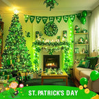 JMEXSUSS Green St Patricks Day Lights Indoor Outdoor Clear Wire, 200 LED Green Christmas String Lights for St Patricks Day Spring Tree Garden Decor, Connectable