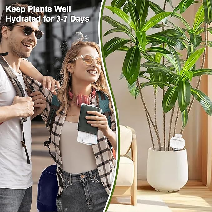 4 Pcs Plant Self Watering Globes, 17oz Large Plastic Water Bulbs Top Fill Watering Globes Slow Release Terracotta, Water Spikes Stakes for Indoor and Outdoor Plants (Clear)