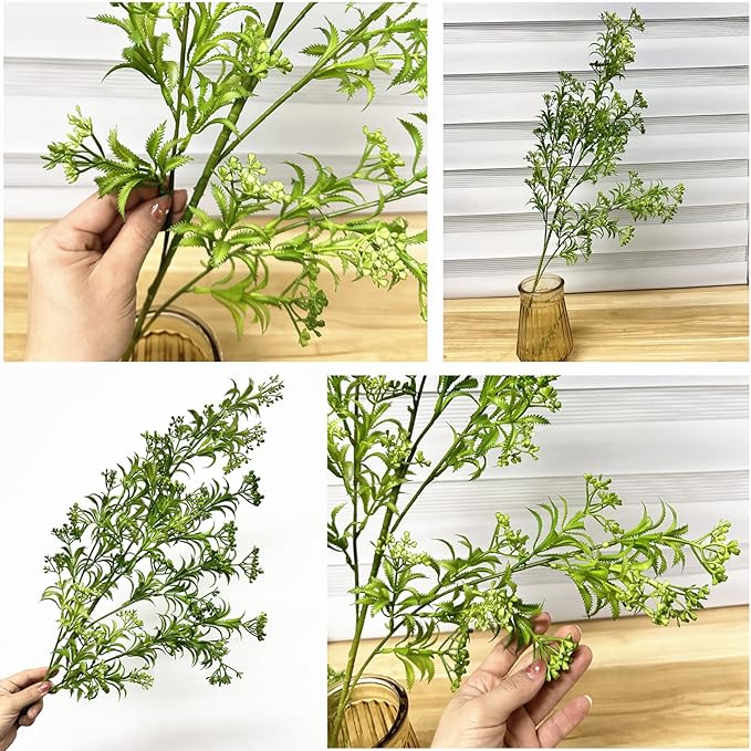Fake Plants Artificial Plant Simulation Thorn Leaves Shrubs Tall 31 Inch, Faux Persian Flowers Plastic Boston Greenery Bushes Flexible Branches for Indoor Decor Outdoor Wedding Party Decoration 2 Pack