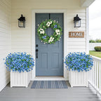 24 Bundles Artificial Flowers for Outdoors Fake Silk Flowers UV Resistant Faux Plants Eucalyptus for Spring Summer Decoration Planters Table Vase Garden Yard Porch Window Home Decor, Blue