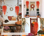 RECUTMS Artificial Hanging Plants Fall Faux Eucalyptus Leaf Fake Hanging Plants Fall Hanging Vines Artificial Flowers Faux Autumn Plants for Thanksgiving Indoor Outdoor House Wedding Party(Gold)