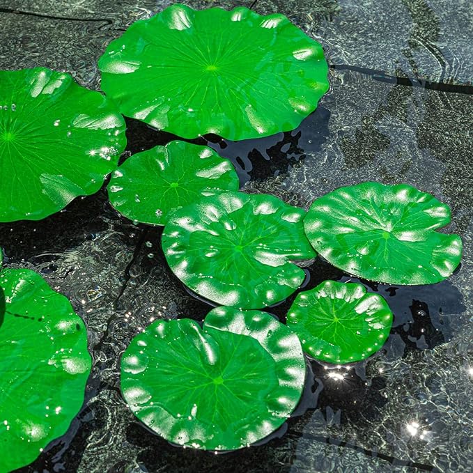 12Pcs Floating Lily Pads for Ponds, Fake Lily Pads, Artificial Lotus Leaves Decorative, 6in 7.8in 7in 4in Each 3pcs(Total 12pcs)