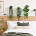 HIHADUUM 3PCS Artificial Hanging Plants with Pots, Faux Hanging Plants Indoor Outdoor, Fake Eucalyptus Vine Plants for Wall Shelf Bathroom Bedroom Living Room Balcony Home Decor