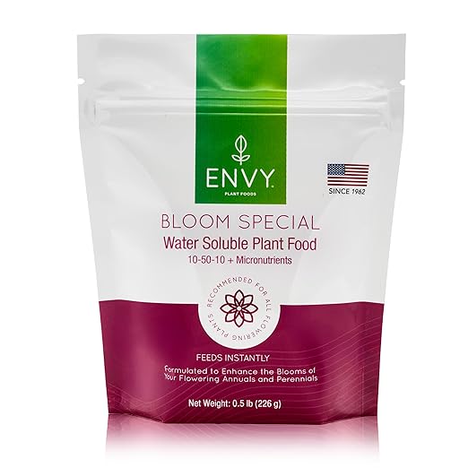 ENVY Bloom Special Plant Fertilizer for Flowering Plants, 0.5 Pound - Makes 50 Gallons, for Indoor and Outdoor Plants, Pet Safe, Water Soluble, Made in USA