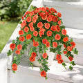 Homsunny Artificial Fake Flowers Plants for Outdoor Decoration, 2PCS Faux Petunias Silk Flower UV Resistant No Fade for Home Outside Garden Balcony Yard Porch Realistic Indoor Decor (Orange)