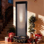Jocoevol Mesh Panel Waterfall Fountain, Large Indoor Water Feature with Stones & Light, 63.4" Floor Standing Water Wall for Home Decor, Living Room, Patio, Outdoor Garden