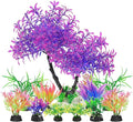 AQUANEAT Artificial Aquarium Plants, Fish Tank Purple Tree Decoration Set, Plastic Accessories, 11pcs