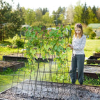 Cucumber Trellis 2 Pack, Foldable A-Frame Garden Trellis for Raised Bed Garden Grow Support with Plant Support Clips, Twist Ties, Plastic Ties, for Cucumber,Tomato, Climbing Plants and Flowers