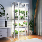 Barrina CX3Z Indoor Greenhouse with Grow Light, Full Spectrum 3FT 108W Plant Growing Lamp, 4-Tier Metal Plant Stand with Zippered EVA Cover, Wheels & Timer, 35.4"x13.8"x70.9"
