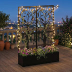Metal Planter Box with Trellis, Tall Raised Garden Bed for Patio, Outdoor Privacy Planters for Climbing Plants, Vegetables, Fruits, Balcony, Outside, 62.4 x 12.2 x 44.6 Inch, Black