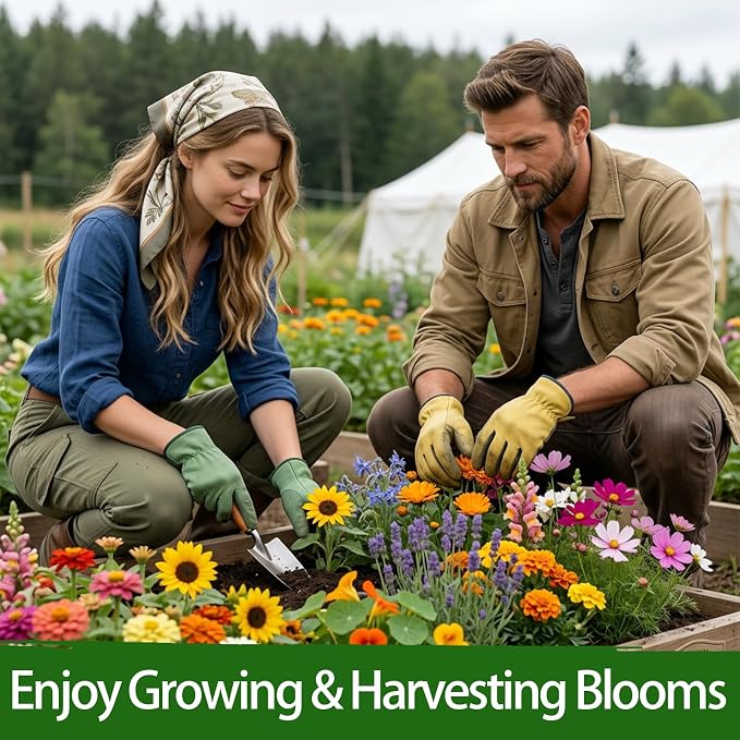 10 Varieties Flower Seeds in Individual Packs, 66,600+ Non-GMO Seeds Indoor Outdoor, Includes Zinnia Lavender Sunflower Marigold Cosmos Nasturtium Snapdragon Borage Yarrow Calendula, Wildflower Seeds