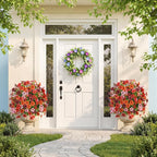 Alupssuc 2Pcs 20" Artificial Topiary Ball Flowers for Outdoors Planters, Spring Decoration with Spike, UV Resistant Faux Summer Plants, Fake Bushes Indoor Decor, Mix 4 Colors for Garden, Porch & Patio