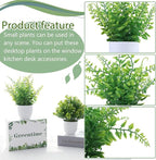 GREENTIME 2 Pack Small Fake Potted Plants for Home Decor Faux Eucalyptus Plant in White Pot Artificial Mini Fern Greenery for Bathroom Shelf Indoor Office Desk Living Room Kitchen Decorations