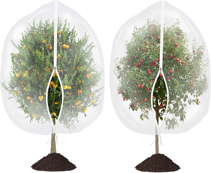 Large Garden Mesh Netting with Zipper and Drawstring,Plants Cover Protection from Anti Birds,Bugs,Cicadas,and Insects-Pest Barrier Bag for Blueberry Bushes,Tomatoes,Citrus,Fruit Tree