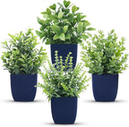 Der Rose 4 Pack Small Fake Plants Artificial Plants Indoor Office Desk Accessories for Aesthetic Room Decor Blue Bathroom Decor