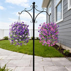 Artificial Hanging Baskets Outdoor, 4 Bundles Artificial Hanging Flowers Outdoors Spring Summer Decoration, No Fade Realistic Fake Hanging Baskets for Porch Patio Balcony Home Yard Decor