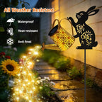Solar Watering_Can Lights, Bunny Hanging Lantern Solar Lights Outdoor, Rabbits Lover Gifts for Mom Women Birthday Mother's Day Christmas, Waterproof Garden Decor Outside Patio Yard Pathway Backyard