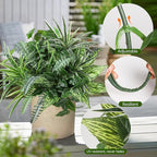 Pertivery 10 Bundles Artificial Plants, UV Resistant Outside Faux Plants Bushes, Large Fake Realistic Plastic Leaves and Stems, for Outdoor Garden, Patio, Yard,Porch Decor (Green)